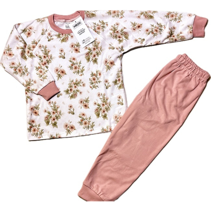 Piżama bawełniana dla dziewczynki KWIATKI - MROFI